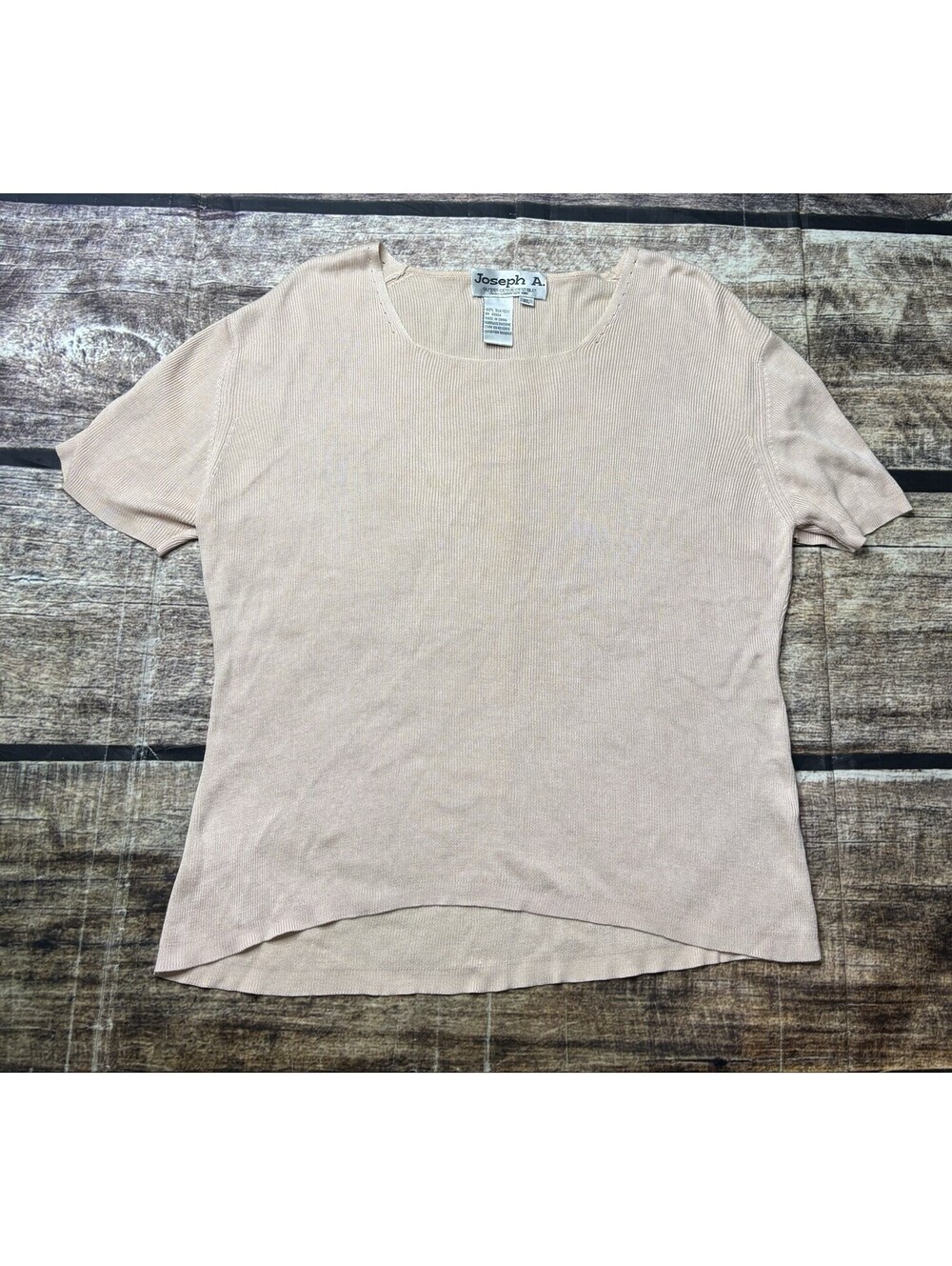Joseph A Silk Top Womens Medium Knit Short Sleeve Pink
